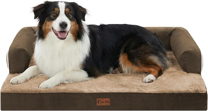 Orthopedic Dog Beds for Medium Sized Dogs, Waterproof Egg Crate Foam Medium Dog Couch Beds for Crate 35x22Inch, Washable Pet Beds with Removable Cover and Nonskid Bottom, Brown