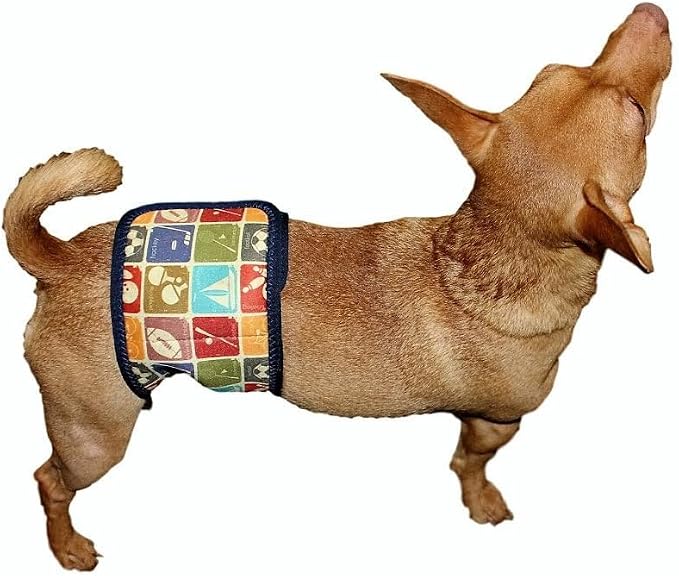 Dog Diaper for Male Belly Band Neoprene Reusable Washable for Small and Big Large Dogs Puppy (Antique Sport, M: Waist 13" - 15")