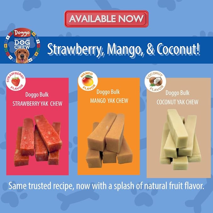 Natural Strawberry Flavor Yak Cheese Dog Chews, Long-Lasting, Large, 1 Pound, 5 Pieces