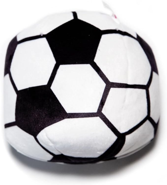 Glow Pups Plush Soccer Ball Dog Toy with Squeaker, Black and White