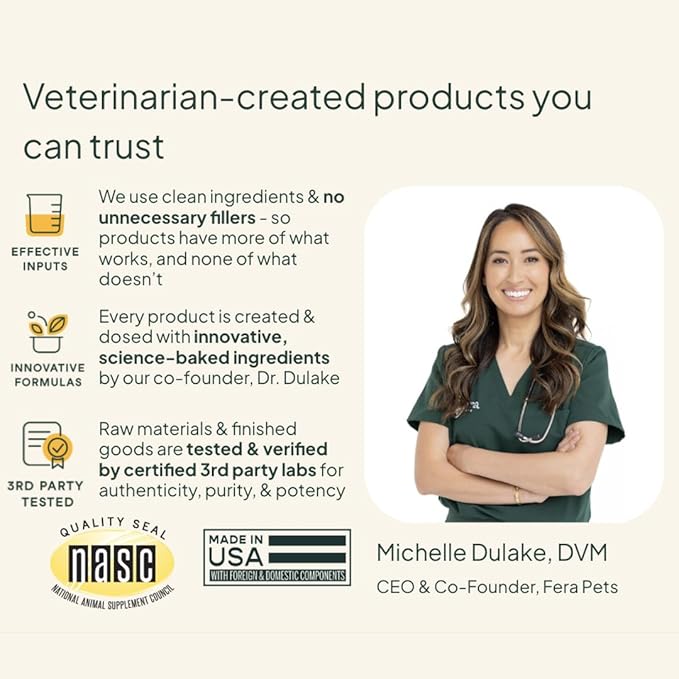 Fera Pets Dog Calming Chews - Helps Manage Everyday Stress & Separation - Promotes Relaxation - Ashwagandha & Priome® Mental Wellbeing Postbiotic Blend - 30 Soft Chews
