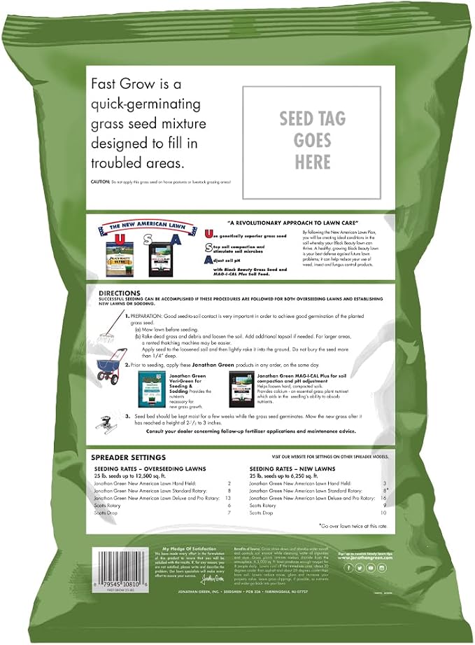 Jonathan Green (10810) Fast Grow Grass Seed - Cool Season Lawn Seed (25 lb)