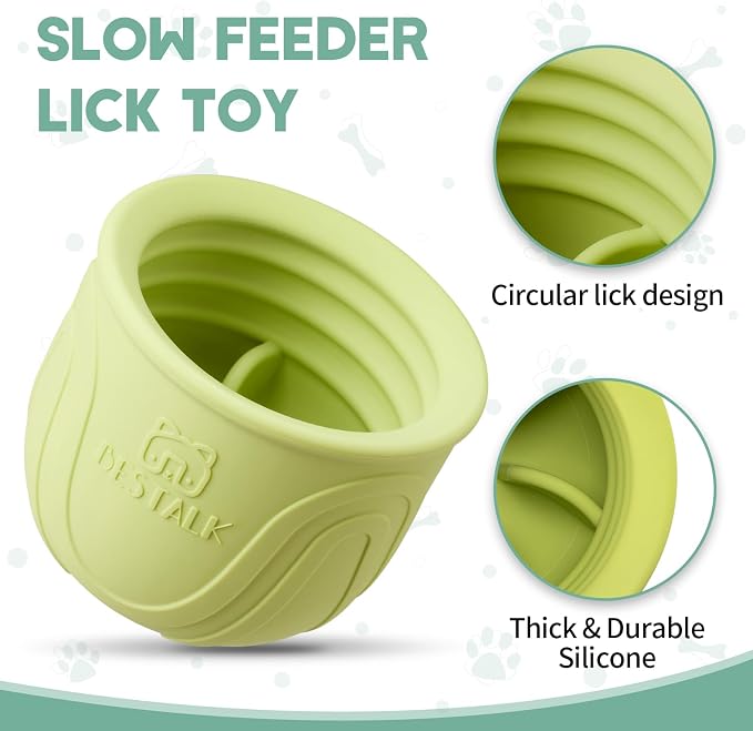 Interactive Dog Toy, 2-in-1 Long-Lasting Treat Dispenser Dog Puzzle Feeder Toys, Stuffable Enrichment Freeze Lick Bowl for Boredom, Reduces Anxiety Silicone Fetch Catch Chew Toy