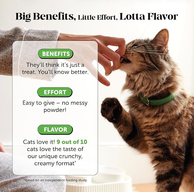 Cat Probiotics Crunchy Creamy Chews for Digestive Health - Cat Constipation + Occasional Diarrhea Relief - Daily Probiotics for Cats with Prebiotics Fiber Gut Flora Sensitive Stomach (90-Day Supply)
