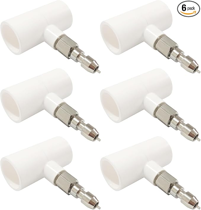 Stainless Steel Rabbit Water Nipples Metal Automatic Watering System Kit with PVC Tee for Guinea Pig, Hamster, Ferrets Other Rodent Small Animals(6Pcs)
