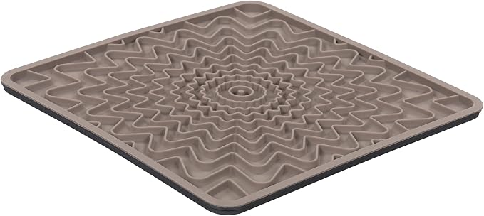 Messy Mutts Framed Silicone Therapeutic Licking Mat | 9.5" x 9.5" | Slow Feeder Mat for Boredom & Anxiety | Lick Pad for Dogs & Cats | Grey