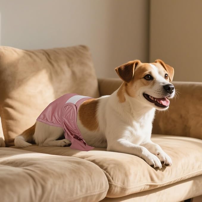 BELLA & PAL Washable Dog Diapers Female, 3 Pack Highly Absorbent Dog Diaper, Leak-Proof Diaper for Dog Female in Heat, Period, Incontinence, Excitement Pee (Pink Delight, L (19-25" Waist))