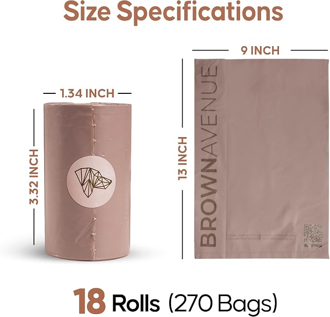 Dog Poop Bags, 18 Roll Packs, 270 Units, Biodegradable, Eco-Friendly