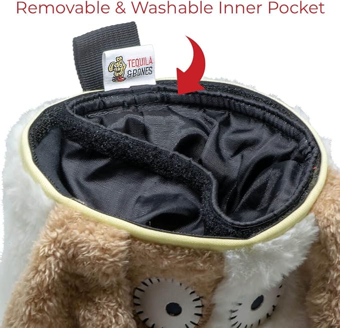 Tequila&Bones Dog Treat Bag Training Pouch, Hands-Free Dog Treat Pouch, Dog Walking Pouch, Waist Bag | Washable Inner Bag | with Belt, Clip & Drawstring Closure (Whiskey)