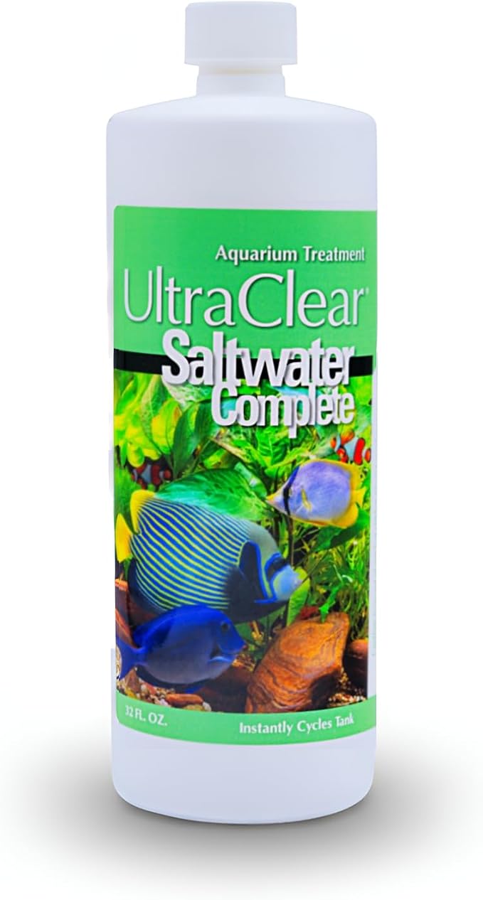 Saltwater Complete – Live Nitrifying Bacteria Blend for Saltwater & Reef Aquariums - Instant Cycle Marine Tank Starter - Removes Ammonia Nitrite - Clarifier - Safe for Fish Coral Invertebrates - 32oz