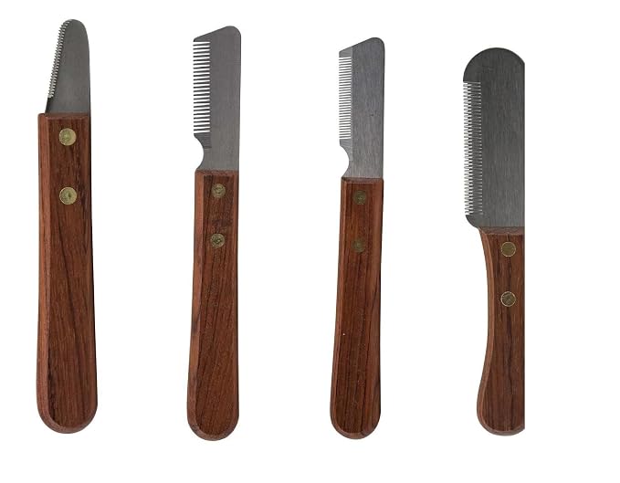 Dog and Cat Grooming Pro Coat and Fur Stripping Knives Rosewood Handle Carding Trimming Stripper (28 Tooth Extra Short)