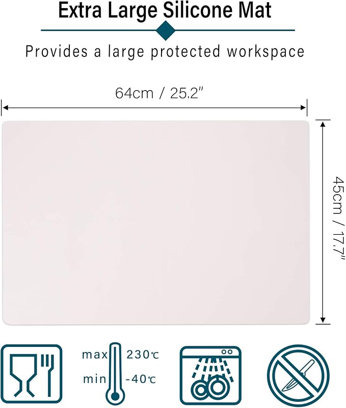 Gartful Extra Large Silicone Mat for Crafts, 25.2 x 17.7 inches Epoxy Resin Jewelry Casting Molds Premium Silicone Placemat Nonskid Nonstick Countertop Protector, Beige