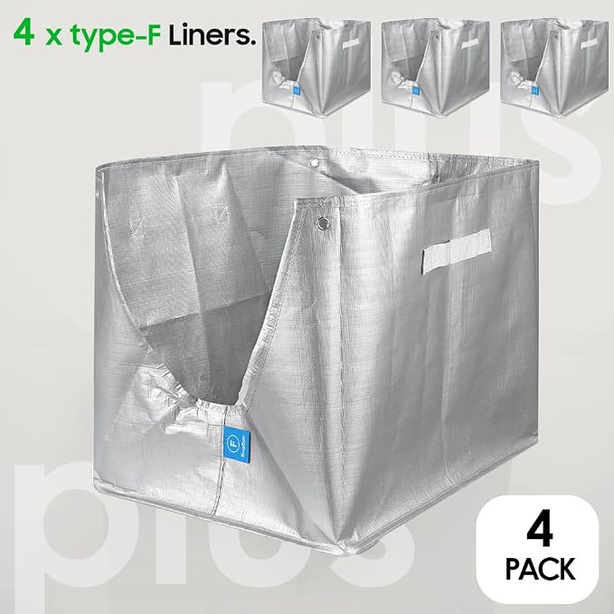 4 Pack Litter Box Liners F Compatible with Flip Litter Box Liner Type F, Reusable Liner Type-F with Carrying Handles