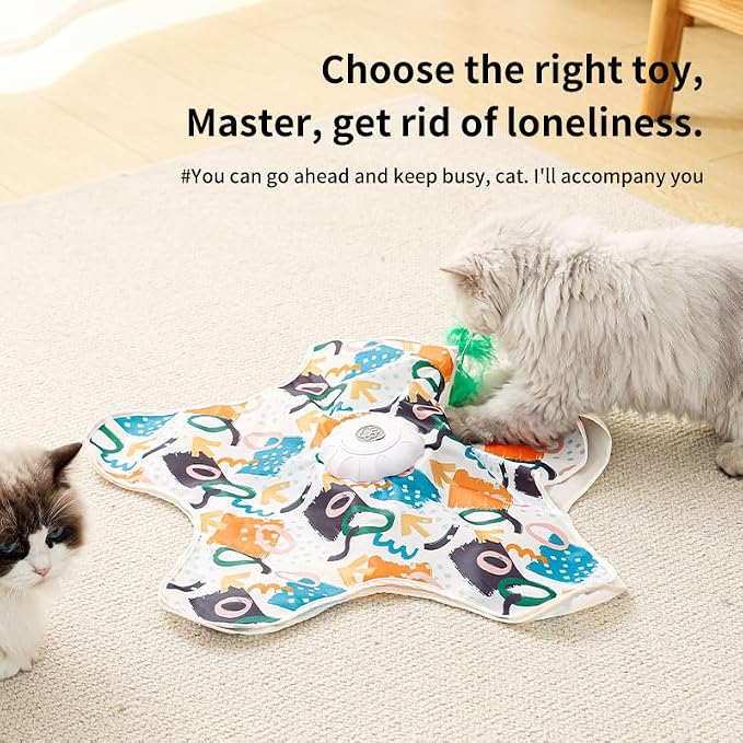 Interactive Cat Toys for Indoor Cats, [Newly Upgraded] Rechargeable Touch Activated Hide and Seek Kitten Toys for Bored Indoor Adult Cats（Fish Style）