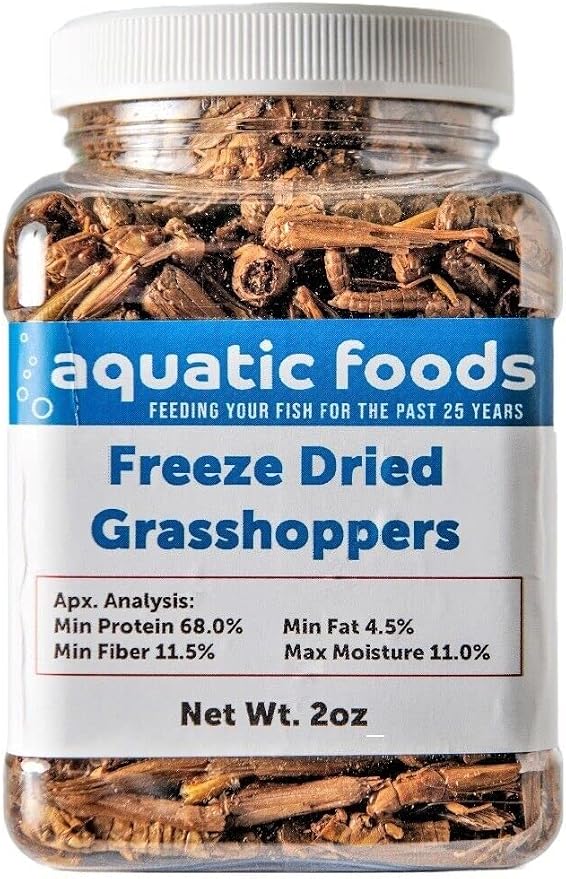 Grasshoppers - Freeze Dried Grasshoppers for Tropical Fish, Reptiles, Turtles, Tortoises Frogs, Hamsters, Birds, Rodents…2oz Small Jar