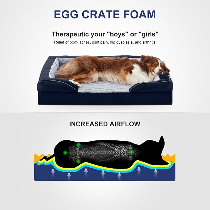 FURTIME Orthopedic Large Dog Bed, XL Waterproof Dog Beds, 42x35x6.5 Supportive Foam Pet Couch Bed with Removable Washable Cover and Nonskid Bottom