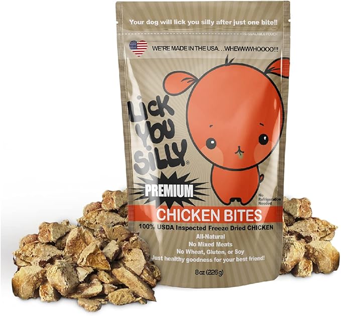 Lick You Silly Freeze-Dried Chicken Liver Dog Treats | High-Protein Puppy Training Treats for Small, Medium, & Large Dogs | Grain-Free, All-Natural Pet Snacks | Made in The USA