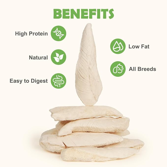 MON2SUN Freeze Dried Chicken Breast Dog & Cat Treats - Whole Cut, Single Ingredient, High Protein, Grain & Gluten Free, for Training Chew or Topper,9.2oz