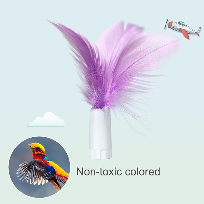 ORSDA 6PCS Feathers Replacement and Soft Furry Accessories ONLY Fits Cat Toys, Interactive Toys for Indoor Cats-NOT fits for Other Brand Toys
