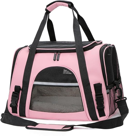Cat Dog Carrier, Pet Travel Carrier for Small Dogs, Cat Carrying Case Collapsible Dog Carrier, Foldable Soft Sided Animal Carriers Puppy Carry (Pink)