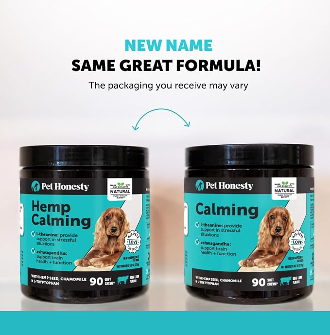 Natural Hemp Dog Calming Chews for Occasional Anxiousness & Stress - Calming Treats for Thunderstorms, Fireworks, Separation & Travel - with Ashwagandha, L-Theanine, Valerian Root (Beef Liver, 90 Ct)