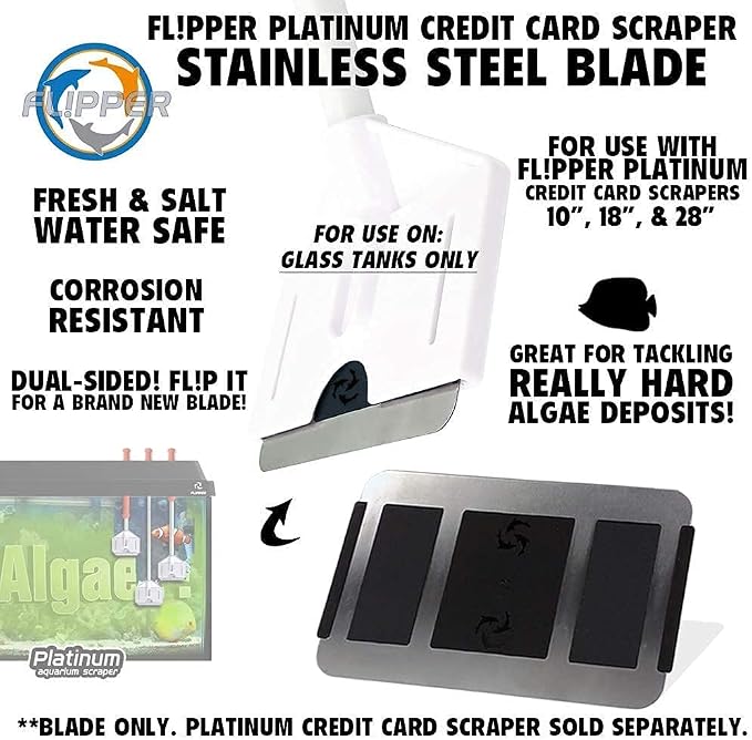 Flipper Platinum Aquarium Hand Scraper Tool – Glass and Acrylic Fish Tank Cleaner – Aquarium Glass Cleaner - Aquarium Glass Scraper with Serrated Blade 18"