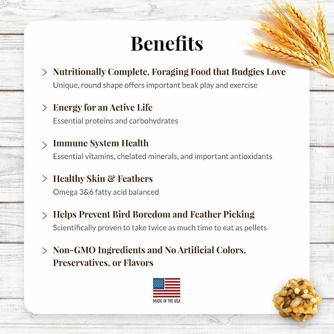 LAFEBER'S Classic Nutri-Berries Pet Bird Food, Made with Non-GMO and Human-Grade Ingredients, for Parakeets (Budgies), 4 lb