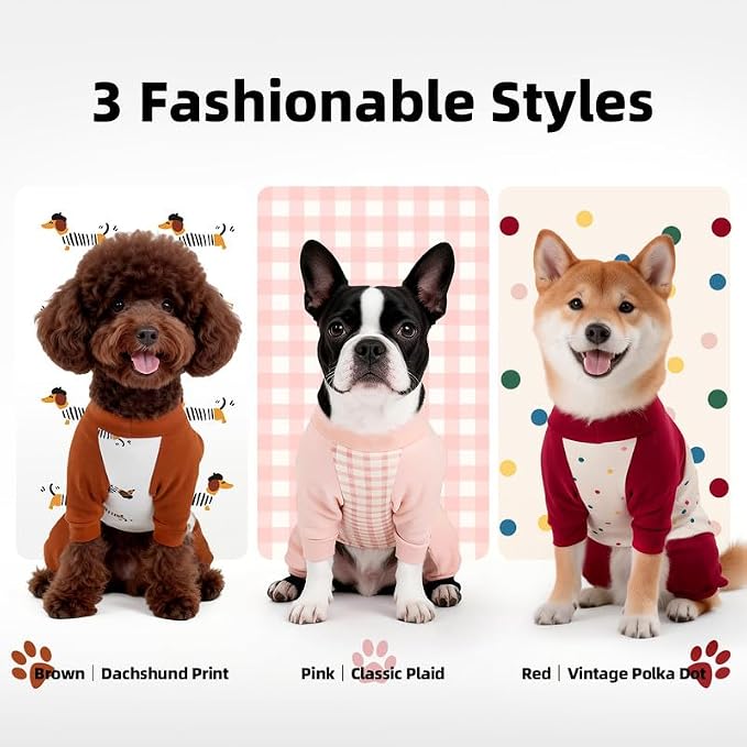 Dog Recovery Suit After Spay-Prevents Lick & Shed (Red,L) | Soft, Breathable cotton onesie protects abdominal surgical areas by preventing licking,scratching,and shedding