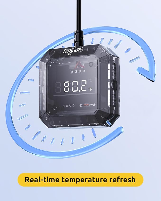 SEAOURA 2-in-1 Aquarium Magnetic Cleaner Thermometer & Aquarium Thermometer Submersible