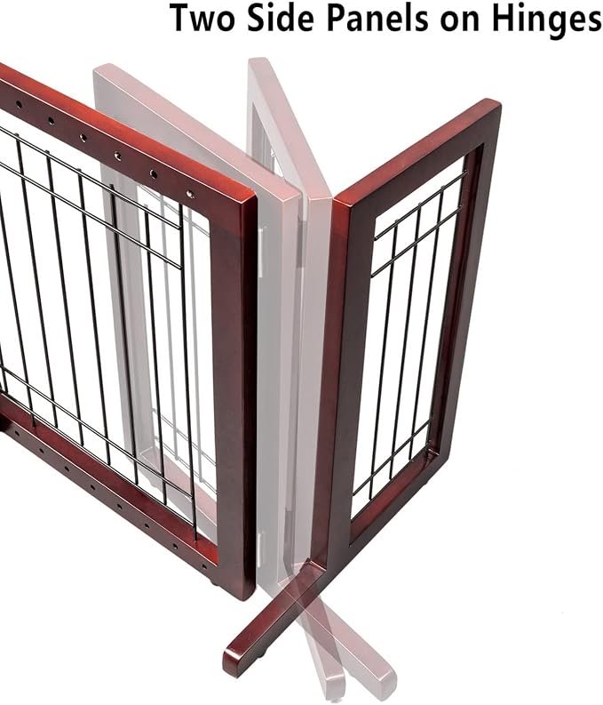 VINGLI Dog Gate for Stairs Free Standing Pet Gate for Driveway, Solid Wood Puppy Doggie Gates for Indoors Adjustable from 40" to 71" Wide