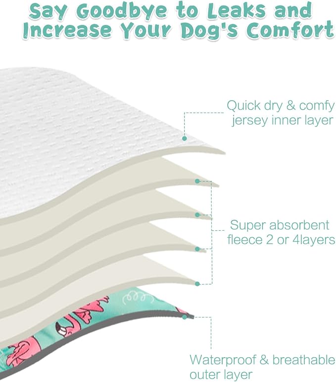 CuteBone Washable Female Dog Diapers 4 Pack Reusable Doggie Heat Diapers for Period FMG10XS