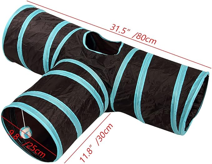 Alnicov Cat Tunnel Toy 3 WayT-Shaped Cat Tunnel Toys Outdoor Collapsible Crinkle Pet ToyLarge Indoor Foldable Play Tunnel Tubes