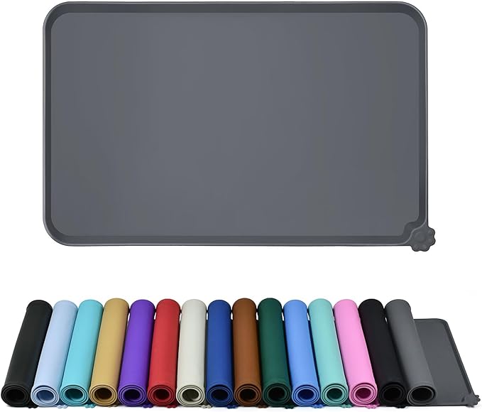 Reopet Silicone Pet Feeding Mat - Waterproof & Non-Slip Dog Cat Placemat | High Raised Edges Prevent Food & Water Spills to Protect Floors, Easy to Clean, Fit for Dog Cat Bowls