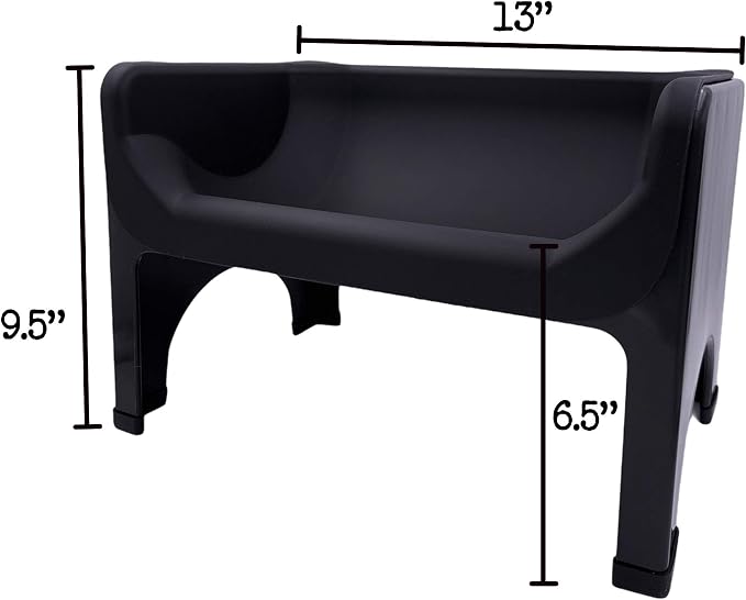 Fluff Trough Elevated Dog and CAT Feeder, Black, X-Large