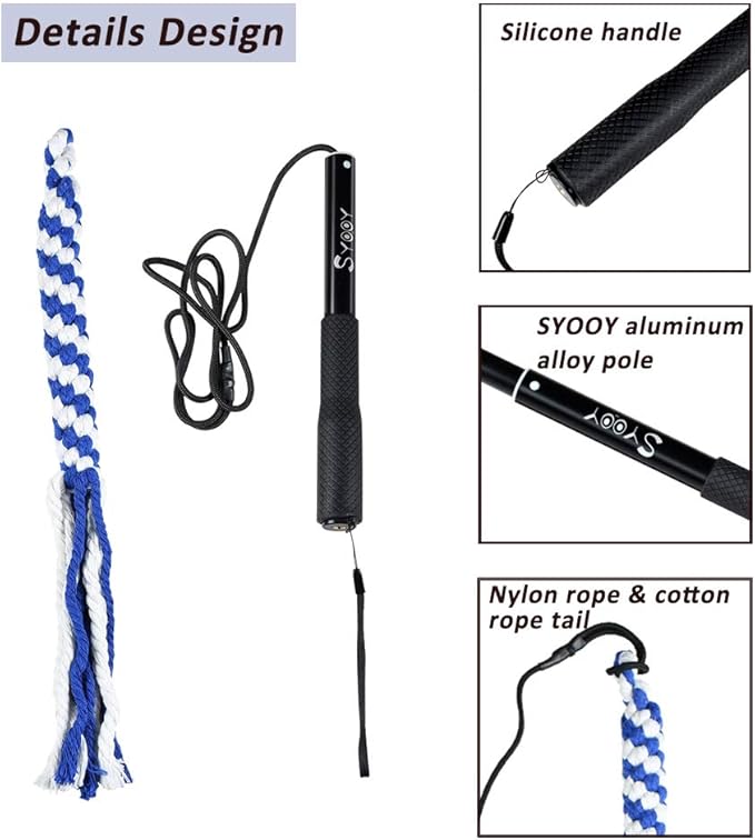 Flirt Pole for Dogs, Interactive Teaser Wand with 1 Fleece Rope Toy for Chase and Tug of War+Outdoor Interactive Dog Toys with 2 Rope Toy for Large Medium Small Dogs Chase