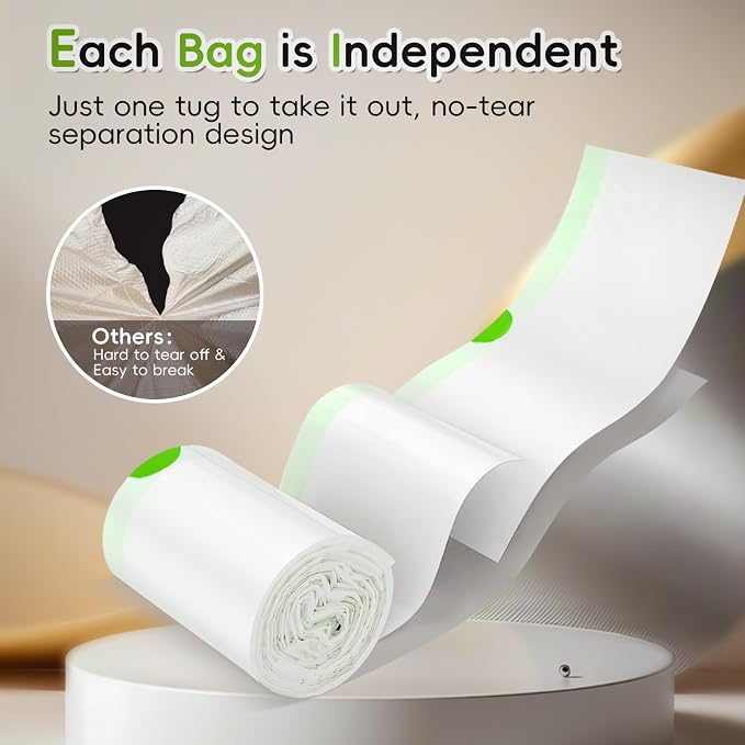 60 Count Cat Litter Bags for Litter Box Robot 4/3/5, Pre-Separated Thick Self-Cleaning Litter Box Liners, Heavy Duty Drawstring Litter Bags for Automatic Litter Box, 26.4" x 15.7"