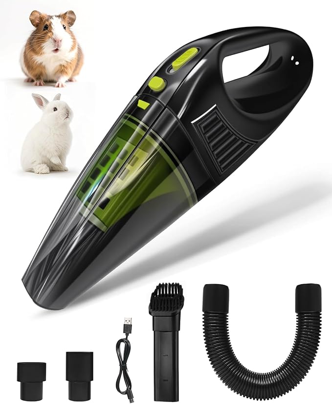 Guinea Pig & Rabbit Poop Vacuum: Extended Capacity Cordless Cleaner for Pet Cages – Tackle Daily Messes of Guinea Pig, Bunny, Bird, Reptile & Other Small Animals - Black