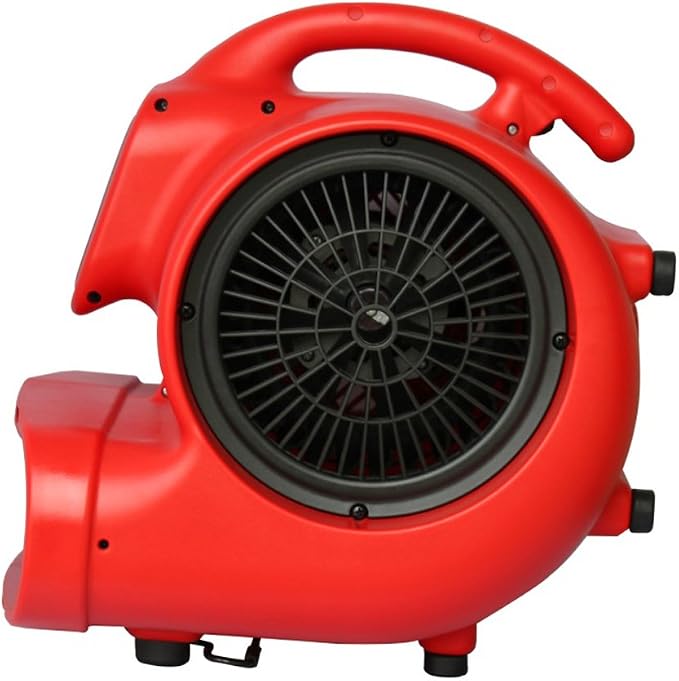 XPOWER X-600A Pro 1/3 HP 2400 CFM Centrifugal Air Mover, Carpet Dryer, Floor Fan, Blower, Daisy Chain, for Water Damage Restoration, Janitorial, Plumbing, Home Use, Red