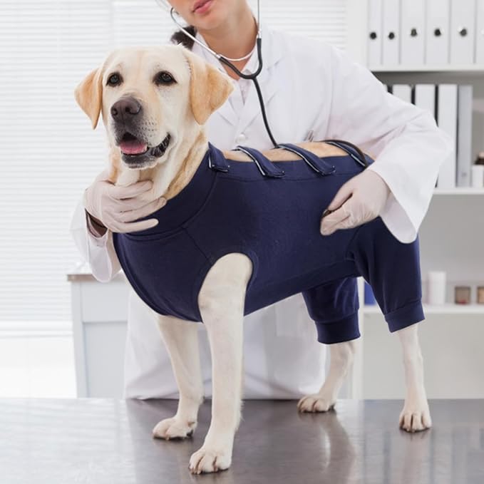 IECOii Pet Surgery Recovery Suit,Breathable Dog Bodysuit E-Collar & Cone Alternative Surgical Suit After Spayed/Neutered Wear,Recovery Suit for Dogs Male Female Sleeve to Prevent Licking,XL-Blue