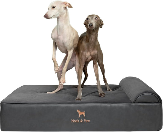 NOAH & PAW Large Dog Bed, 35x25x8.7 Inch, Orthopedic Dog Beds, Eggshell Memory Foam Infused with Cooling Gel, Water Resistant, Machine Washable, Includes Inner Cover (Faux Leather)