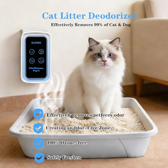 Pet Odor Eliminator, Plug-in Negative Ion Cat Litter Deodorizer, 99% Odor Removal for Cat Litter Room Bedroom Bathroom Kitchen, Portable Air Ionizer for Small Spaces Home Pet House（2 Park)