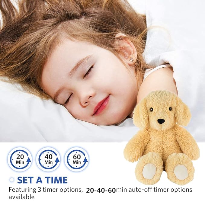 BEREST Newborns Musical Baby Sleep Soother, Mom's Heartbeat White Noise Machine|Dog Sleeping Aid with Cry Sensor|Night Light & 9 Sounds Therapy|Sleepy Puppy Stuffed Toy for Toddler Crib|Yellow