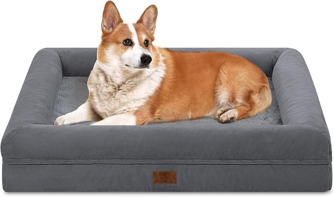 Medium Dog Bed Orthopedic for Medium Sized Dogs, Waterproof Dog Bed with Removable Washable Cover, Egg Crate Foam Pet Couch Sofa with Non-Slip Bottom, Dark Grey