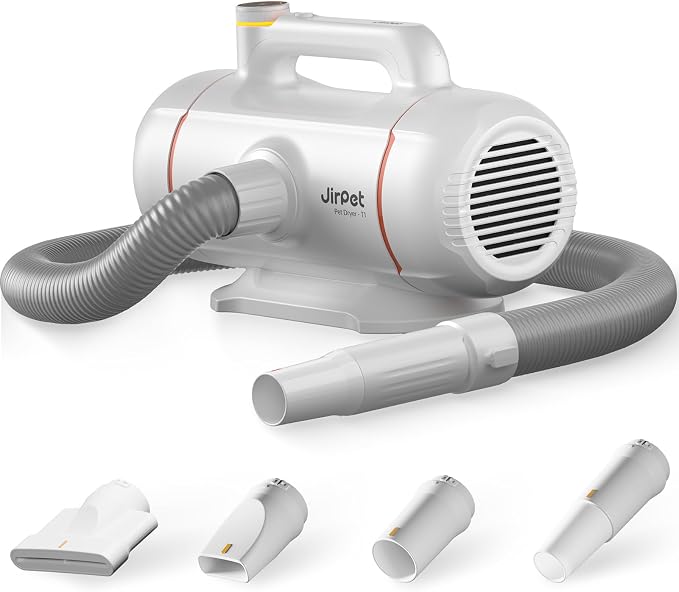 JirPet Dog Dryer for Pet Grooming, Professional 5.0HP/2400W High Velocity Dog Hair Dryer for Grooming, Pet Hair Force Dryer with 3 Temp & Stepless Airflow, Wall-Mount & Portable for Pet Grooming Salon
