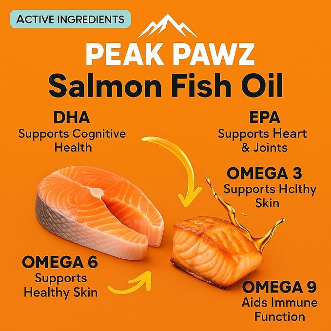 32 oz Premium Wild Alaskan Salmon Oil Formula with Omega 3 for Cats and Dogs Skin and Coat Support. Made in the USA, All Natural Liquid Fish Supplment Helps Allergy and Inflammation