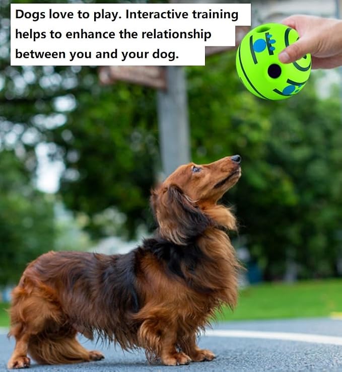 Wobble Giggle Ball for Dogs Durable Interactive Dog Toys for Small Medium Large Dogs (Yellow/Blue, M/3.94 inch)