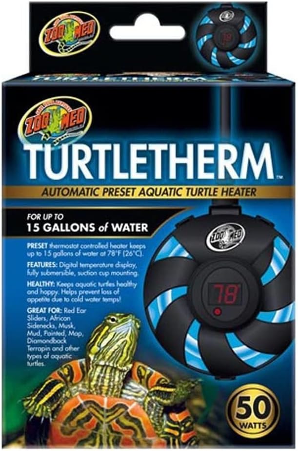 Zoo Med TURTLETHERM Automatic Preset Aquatic Turtle Heater (Up to 15 Gallons) 50 Watt