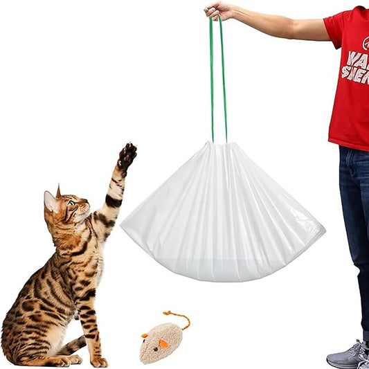 40 Count Cat litter Box Liners, 36" x 16" Large Extra Durable Heavy Duty Litter Pan Liner Bags with Drawstring Pre-Separated for Pet Kitty Litter Box Tray (Unscented)