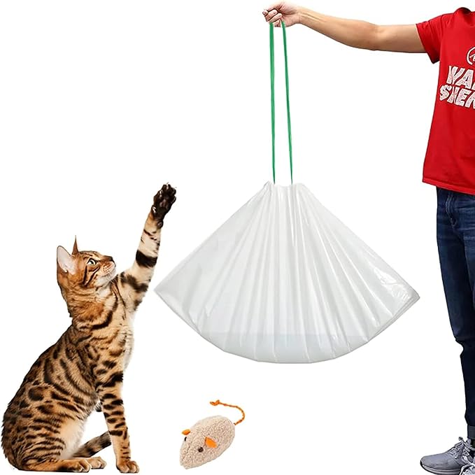 Cat litter Box Liners, 30 Count 46" x 19" XXL Heavy Duty Litter Tray Liner Bags with Drawstring for Extra Large Cat Litter Box