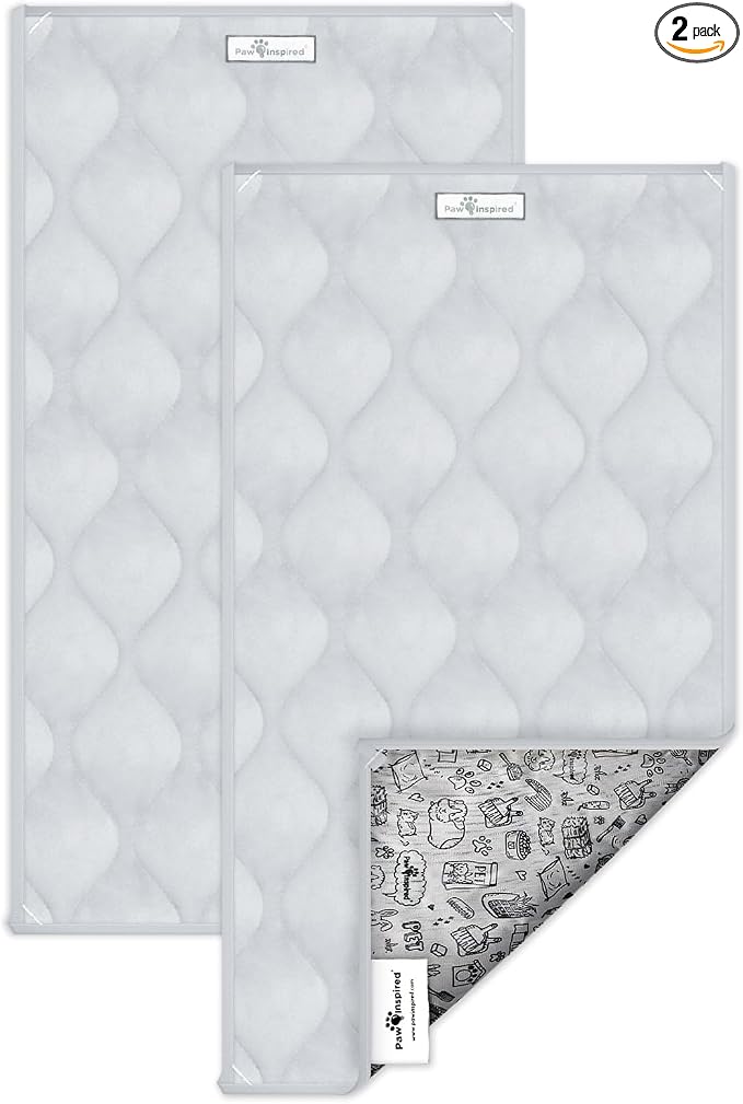 Paw Inspired Guinea Pig Cage Liners |Washable Fleece Bedding w/Waterproof Bottom |Super Absorbent Pee Pad or Pet Bed Mat for Guinea Pigs, Ferrets, Rabbits, Hamsters, Small Animals(C&C 2x1,Light Gray)